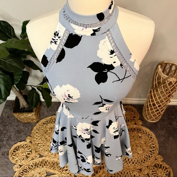 NWT B Darlin Womens Floral Halter Fit & Flare Dress - Picture 2 of 9